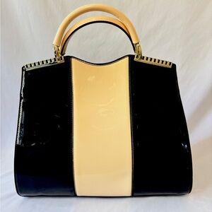 Patent Leather Top-Handle Structured Bag